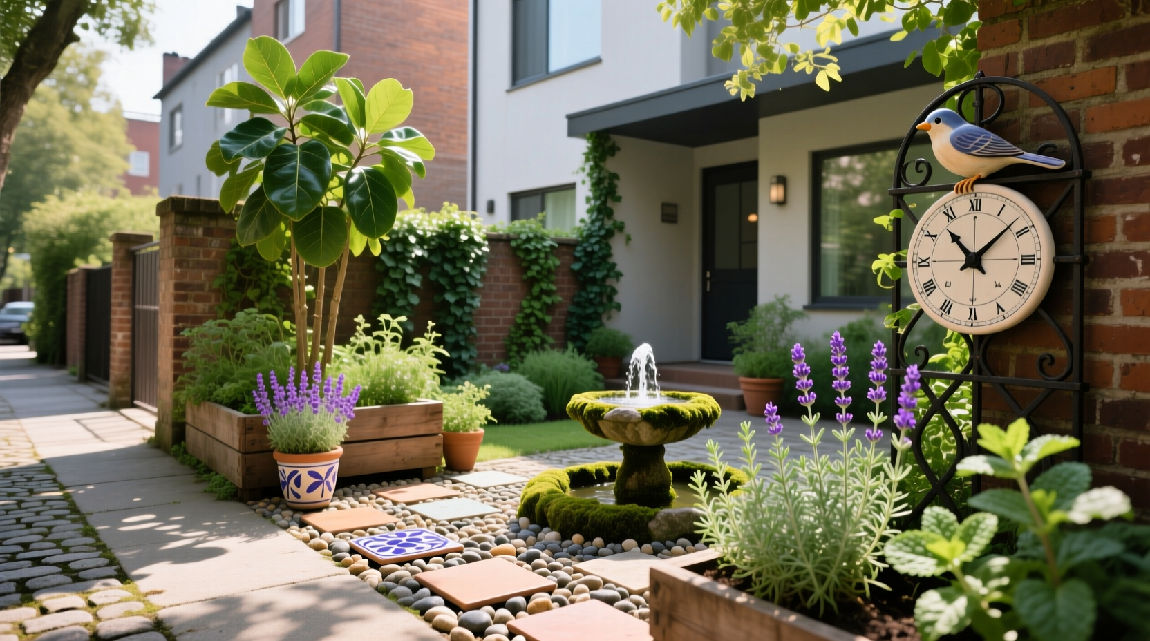 sidewalk garden front yard