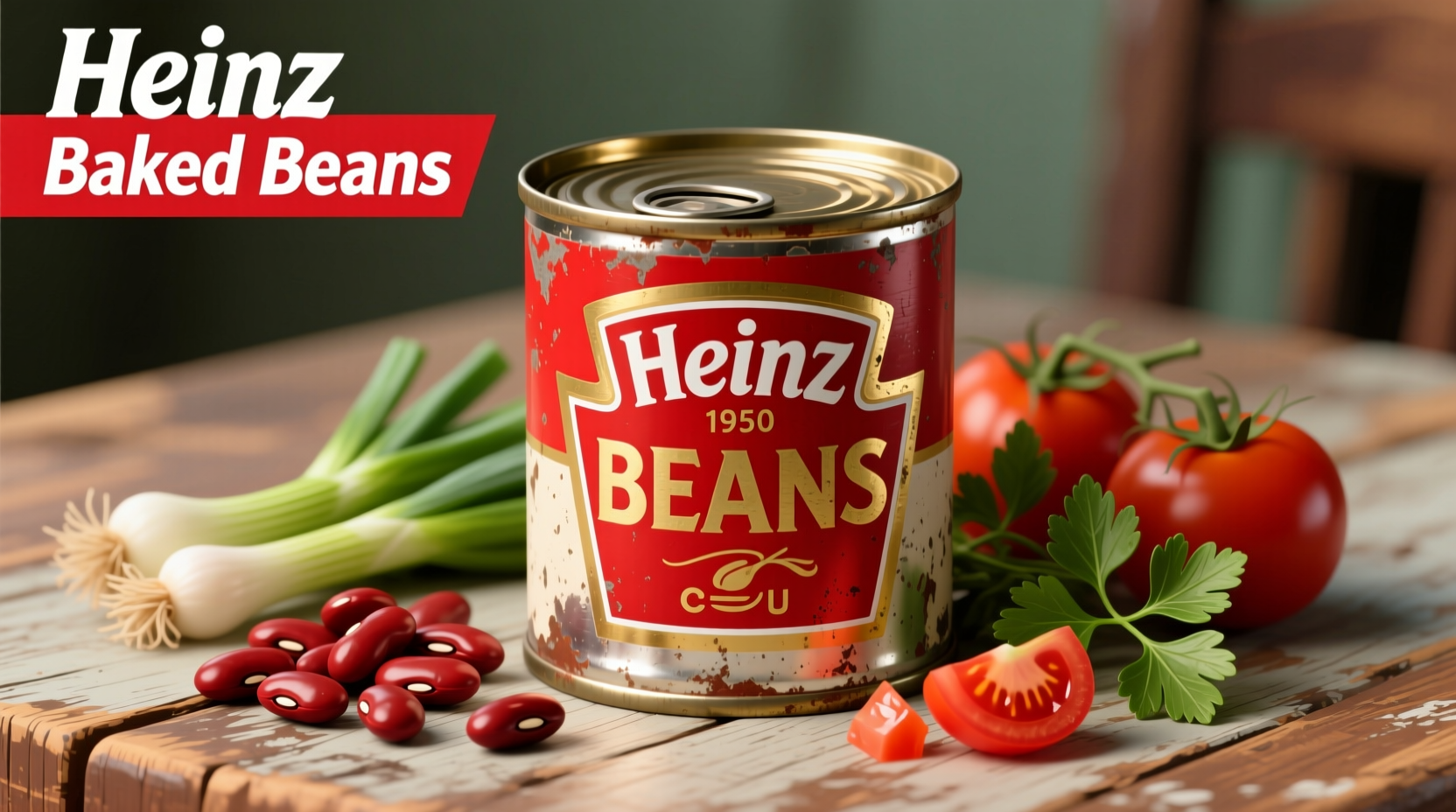 Heinz baked beans tin with fresh ingredients