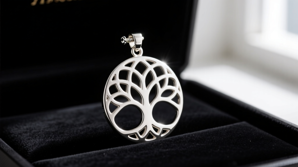 Sterling silver tree of life urn pendant on dark velvet, showing branch cutouts and the tiny threaded screw bail.