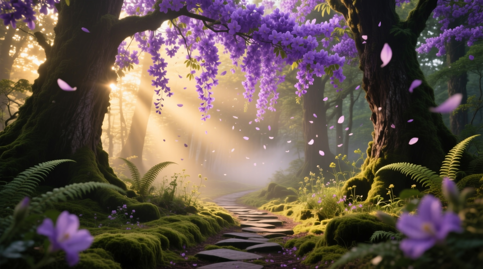 trees with purple flowers