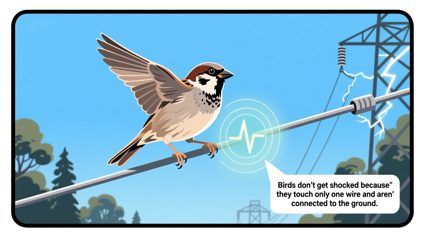 how can birds sit on power lines
