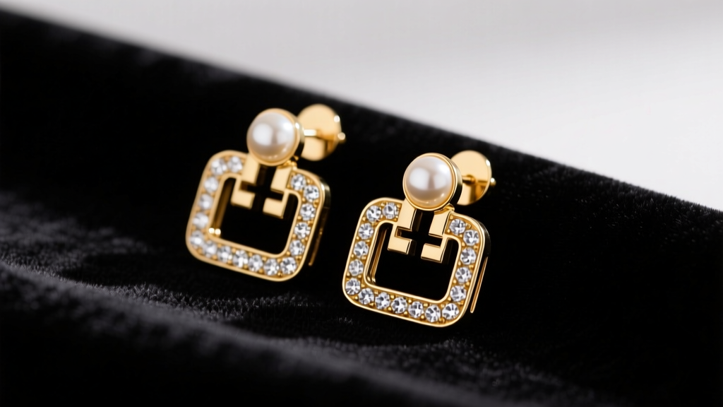 Gold-tone vintage Givenchy clip on earrings with faux pearls and rhinestones resting elegantly on dark black velvet fabric.