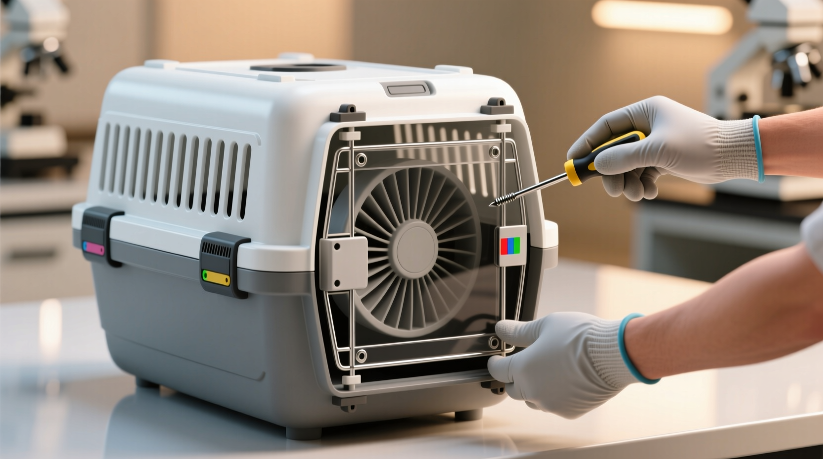 how to clean pet crate fan filters safely