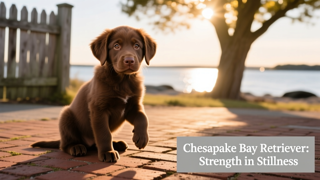 brown chesapeake bay retriever puppy sitting on brick pavement