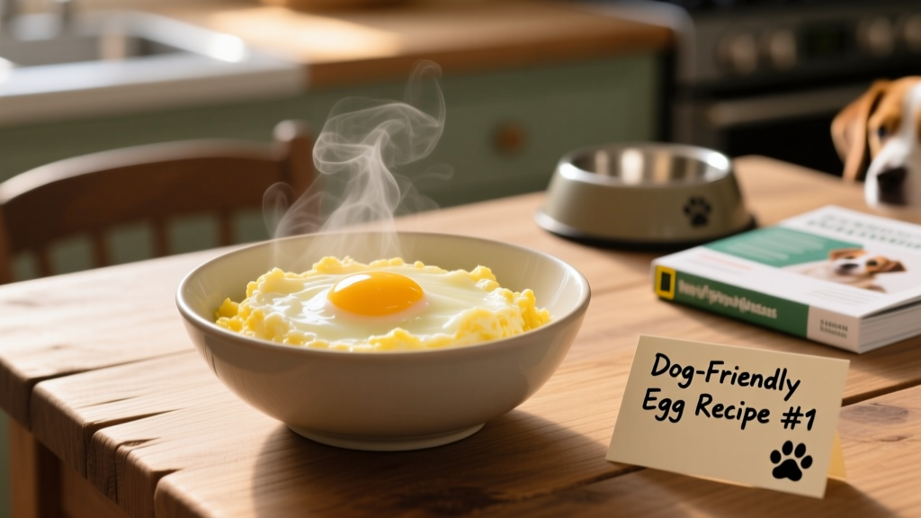 A bowl of fluffy, pale-yellow scrambled eggs with no visible seasoning or additives