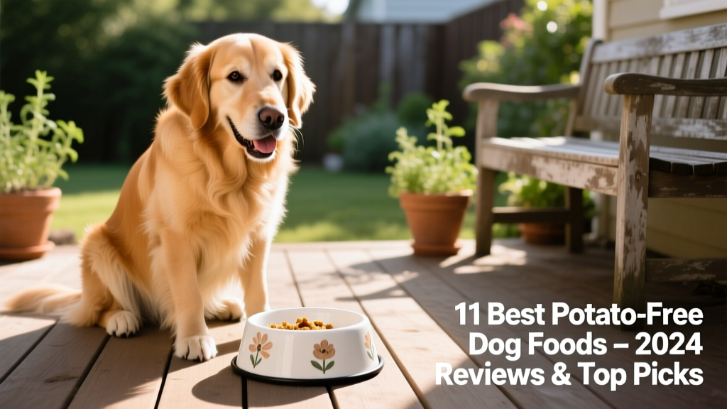 A happy, healthy dog enjoying a meal from a clean ceramic bowl