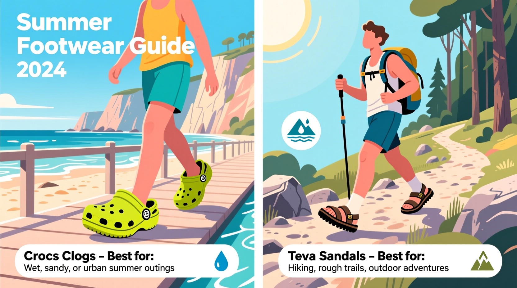 crocs clogs vs teva sandals when is each appropriate for summer outings