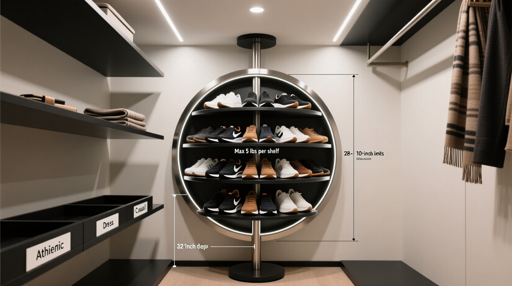 rotating shoe carousel for narrow closets worth it