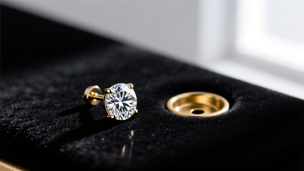 A single diamond stud earring resting on dark velvet next to an empty slot, illustrating the financial loss of losing an earring