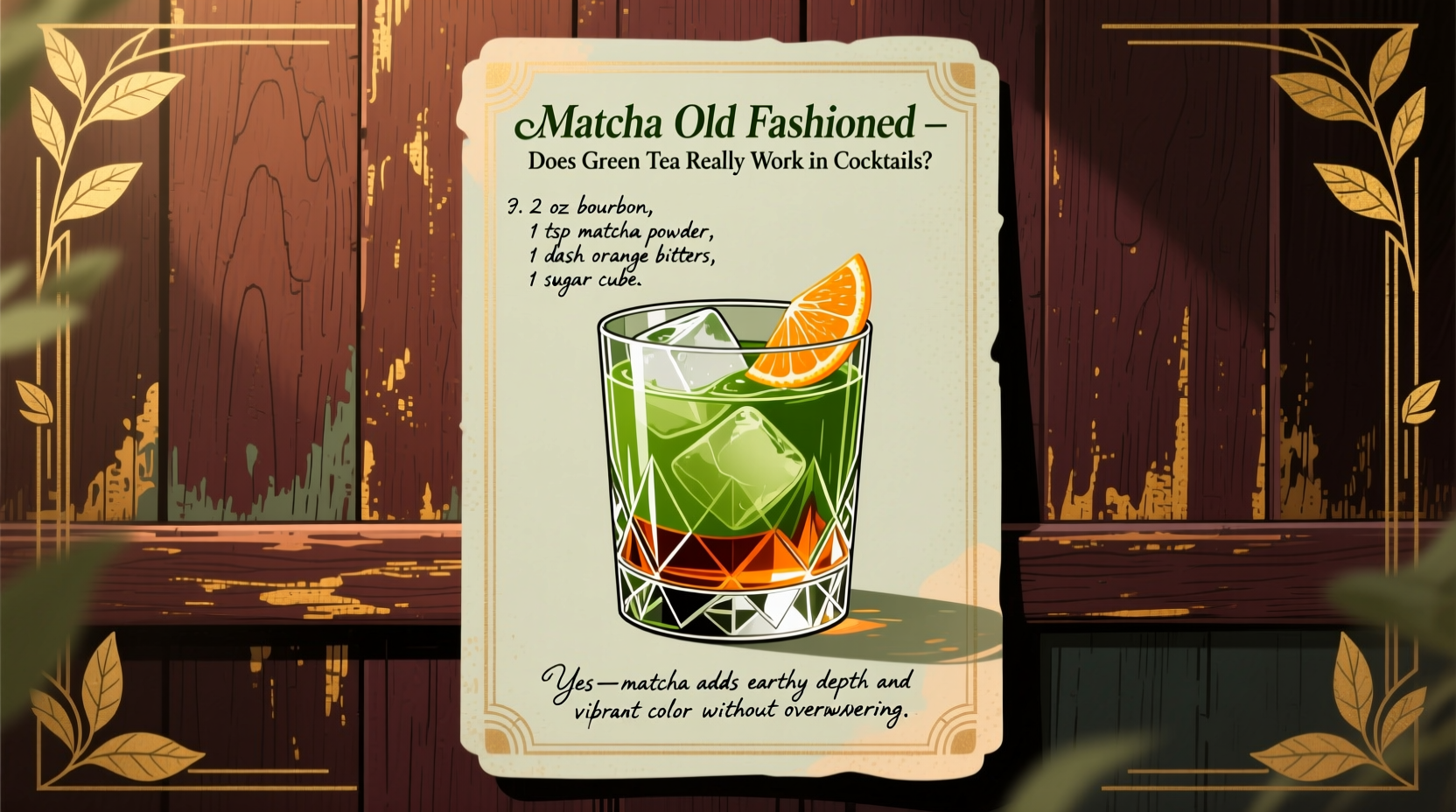 matcha old fashioned recipe does green tea really work in cocktails