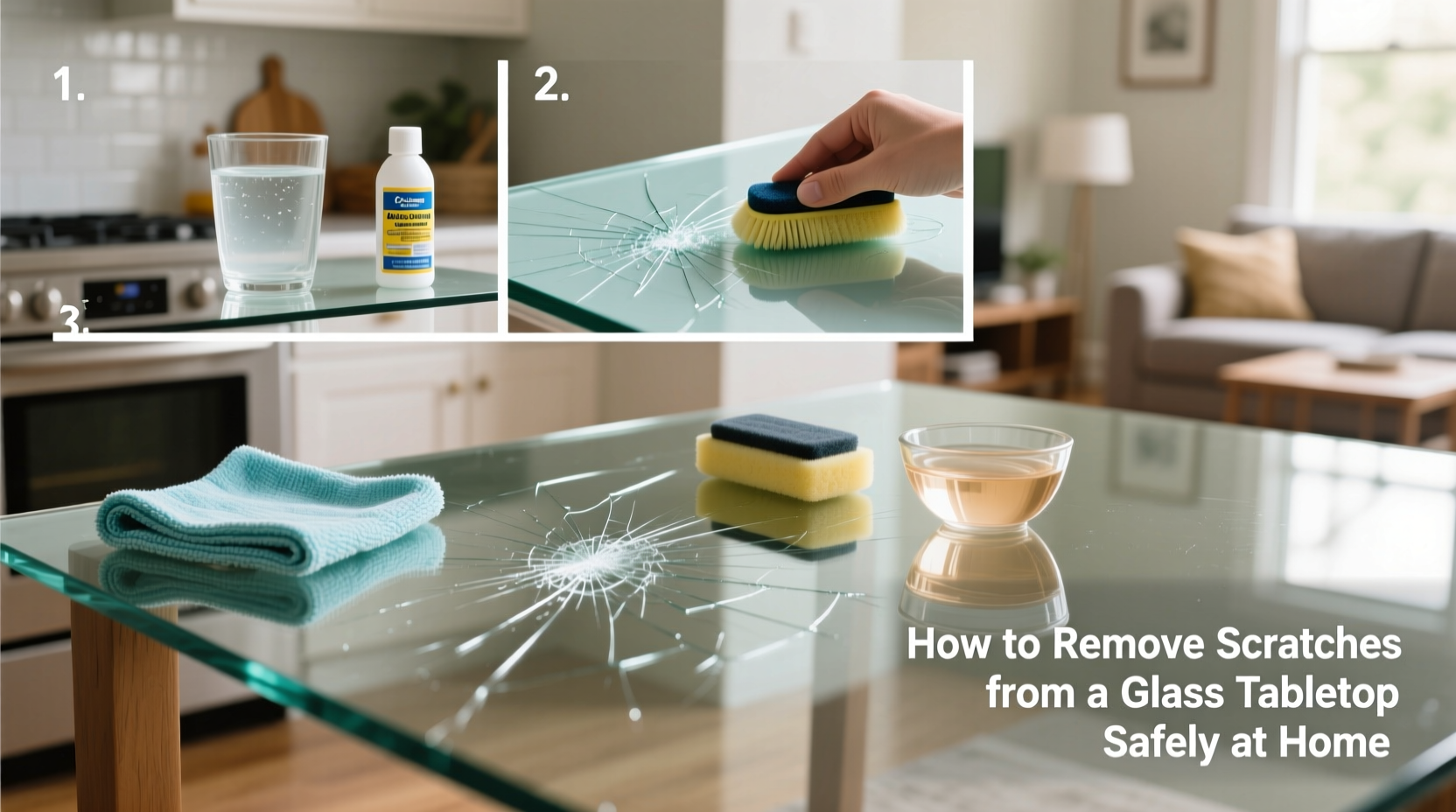 how to remove scratches from a glass tabletop safely at home