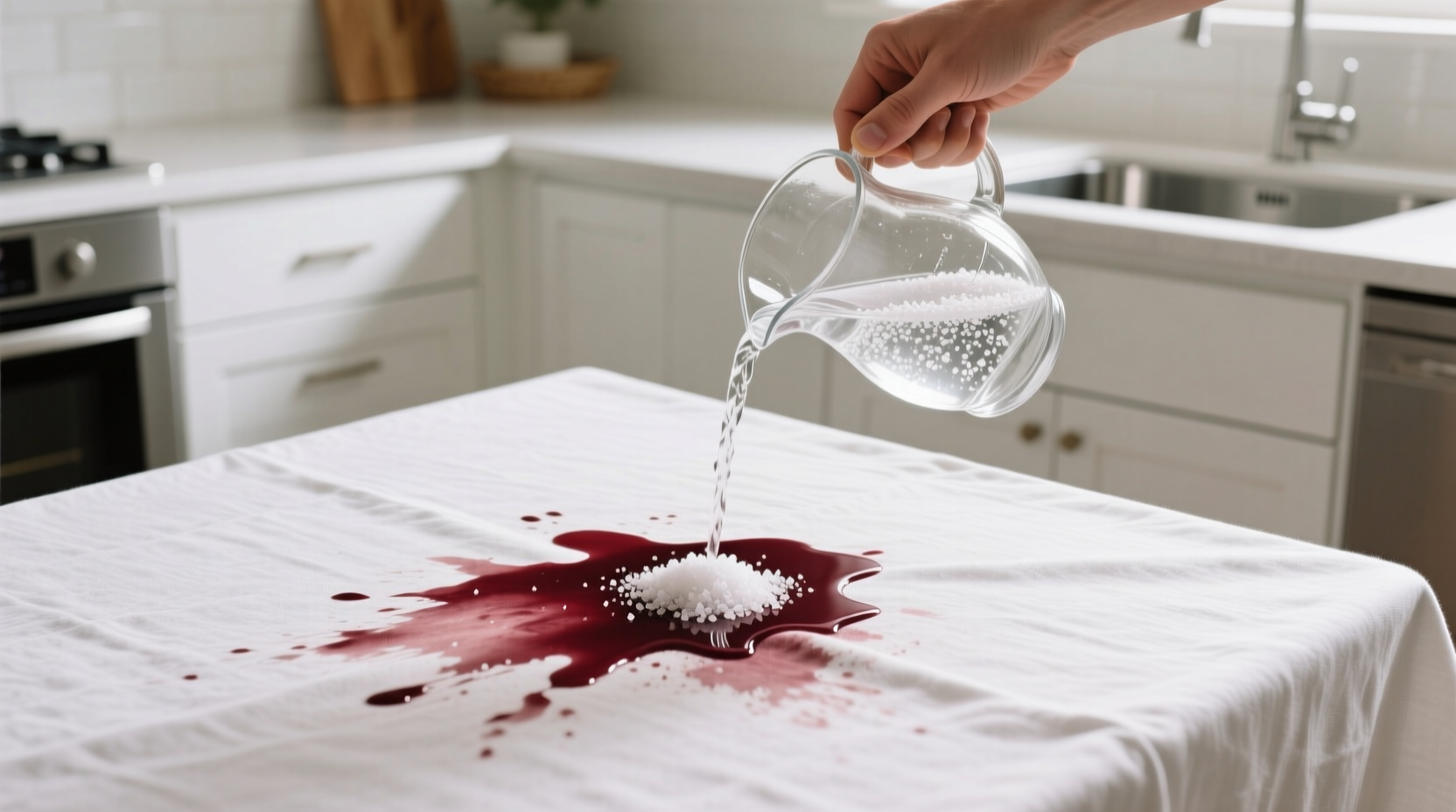 wine stain removal salt cold water in minutes