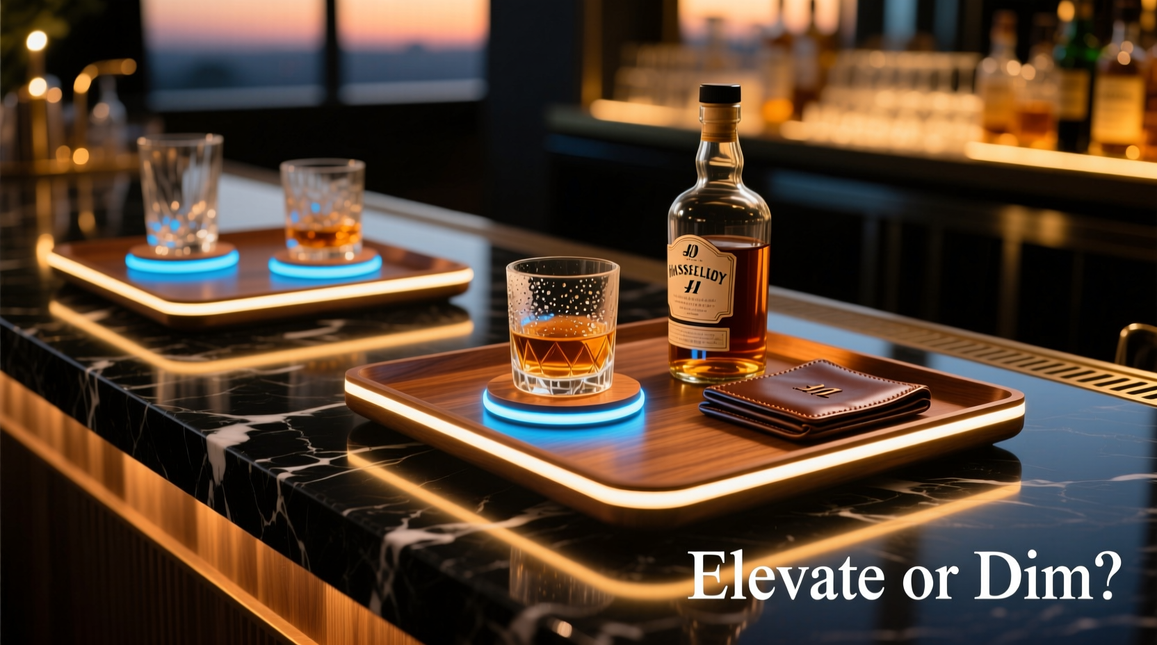 LED-lit whiskey trays do glowing coasters elevate serving style or ruin mood lighting