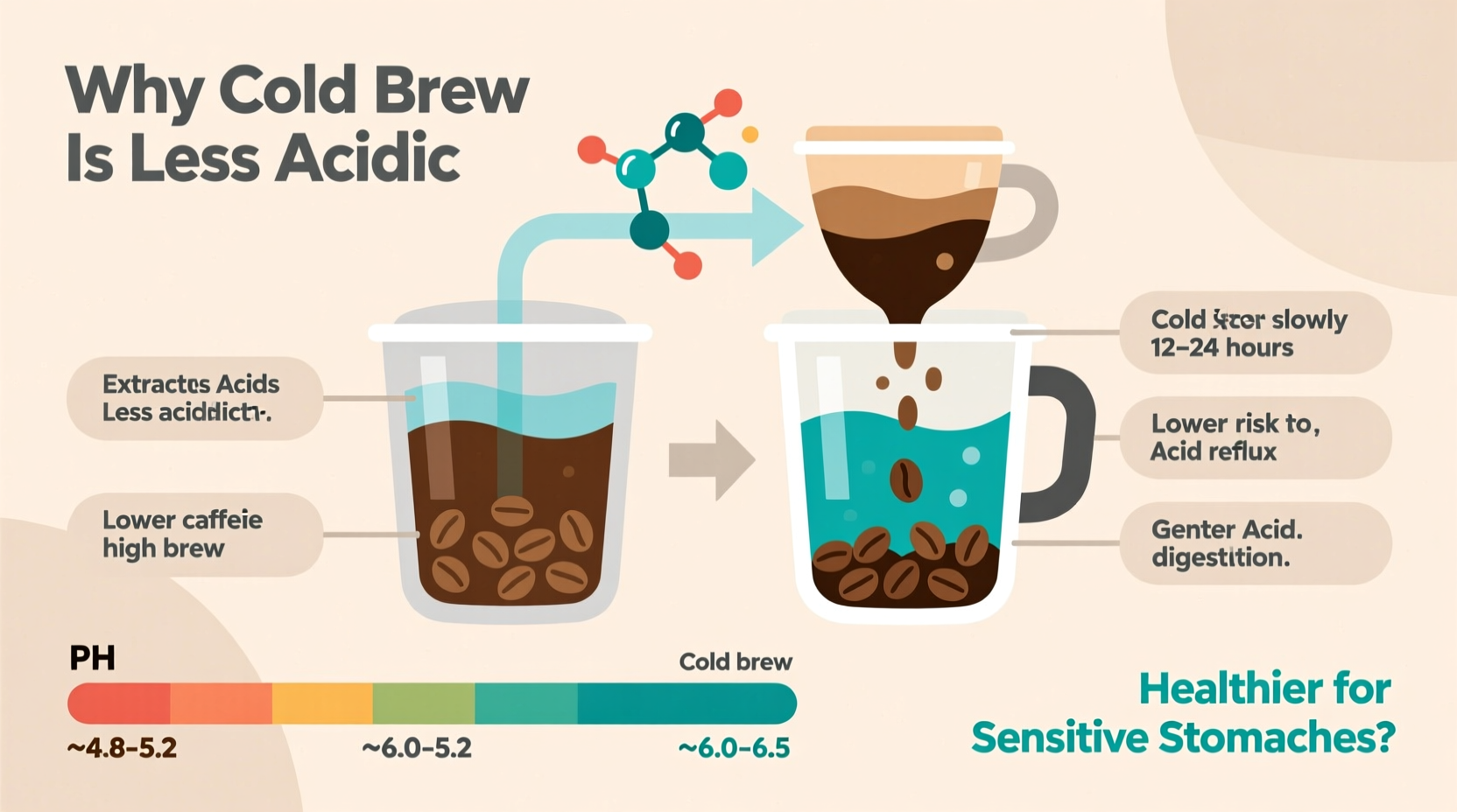 why is cold brew less acidic than regular coffee and is it healthier