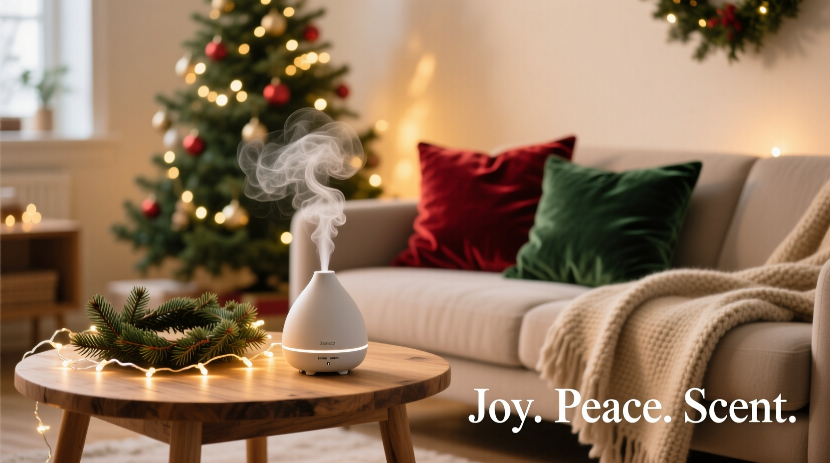how to use essential oil diffusers as part of christmas scent decor