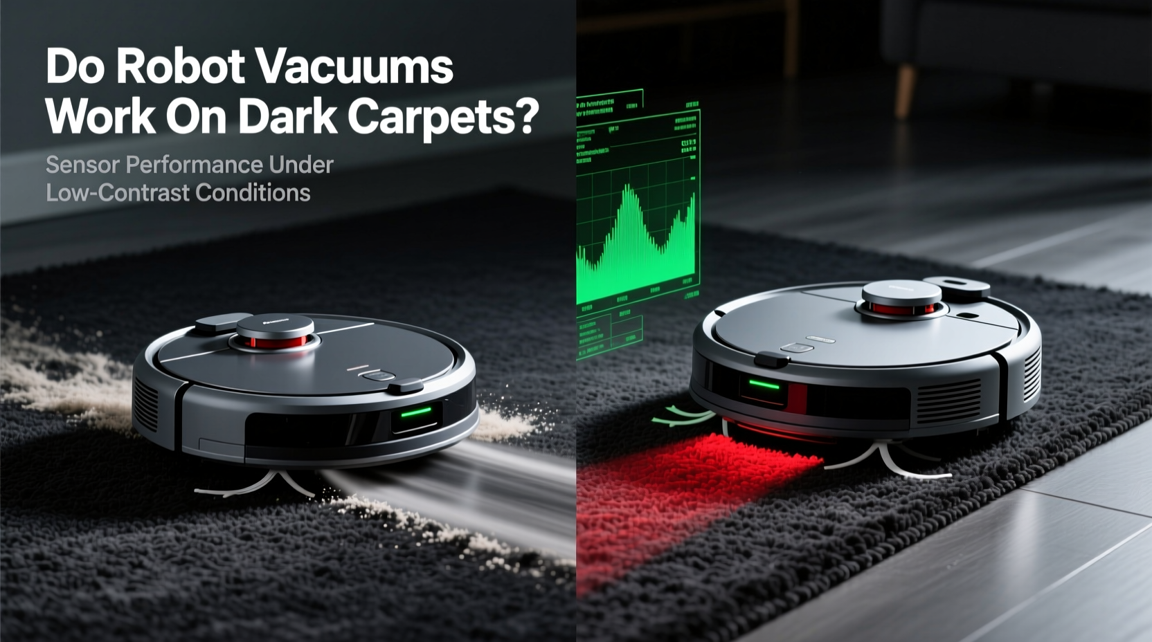 do robot vacuums work on dark carpets or do sensors struggle with low contrast