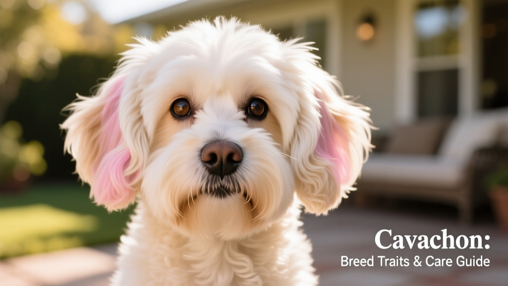 Close-up of a groomed Cavachon showing its fluffy face, clean ears, and well-brushed coat