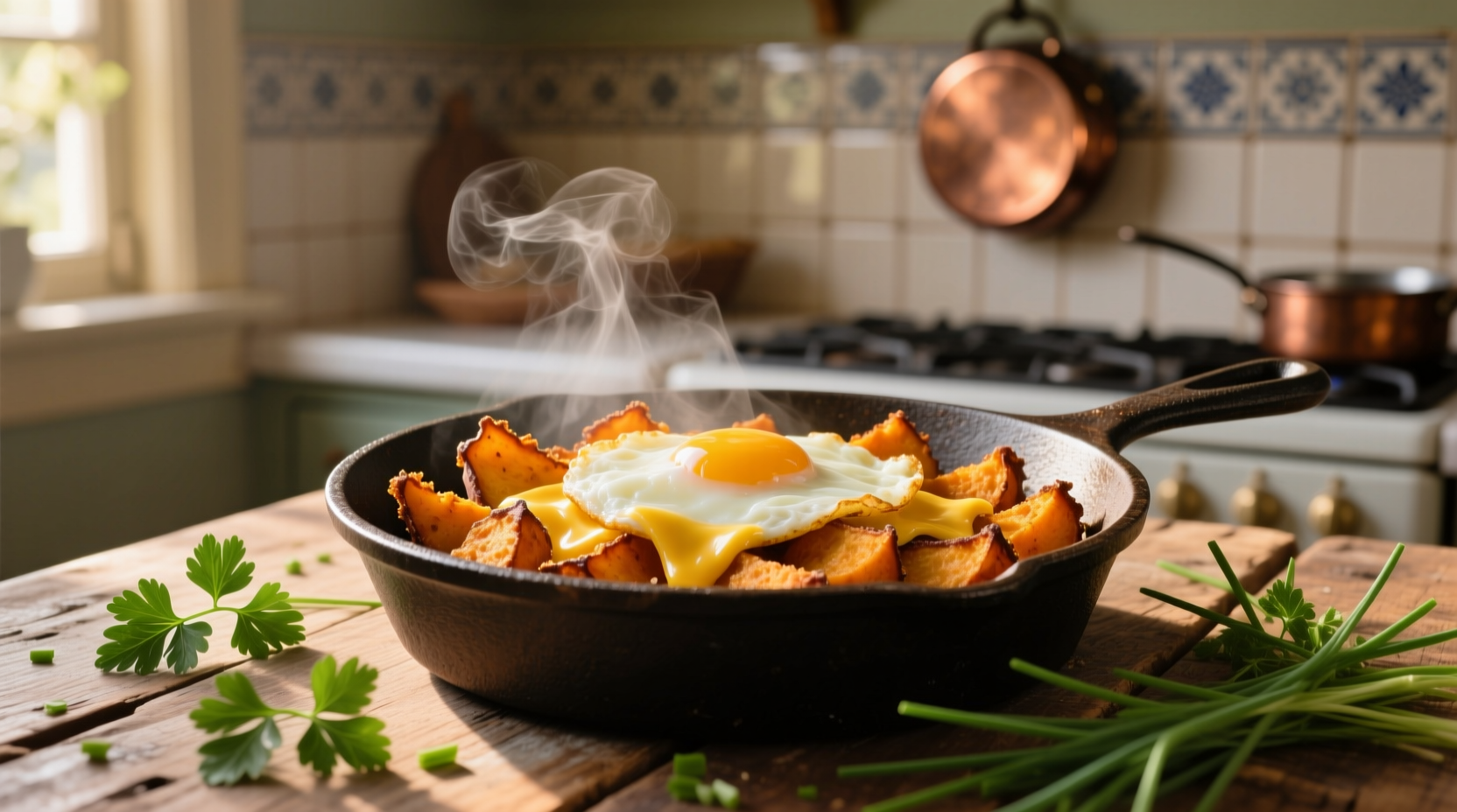easy sweet potato hash eggs