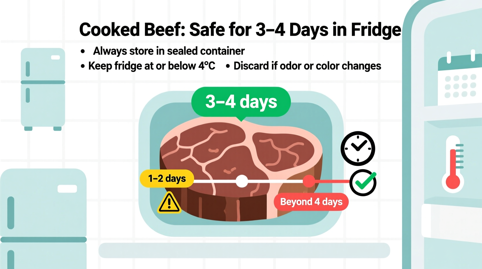 how long is cooked beef good for in fridge