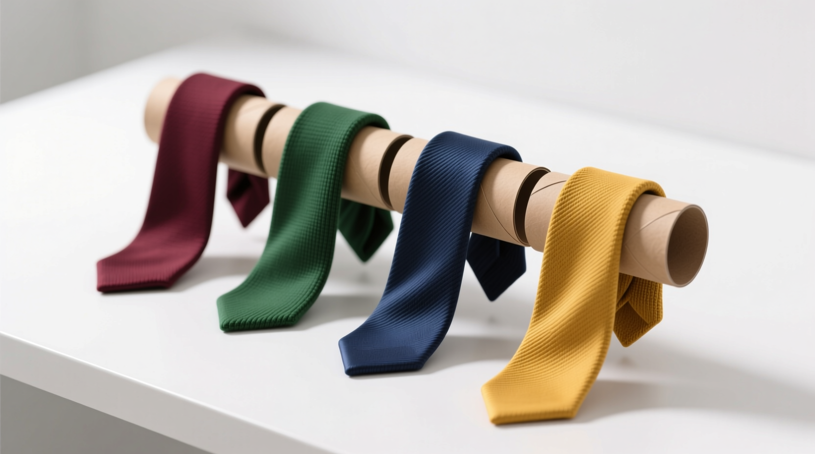 knit tie storage without kinking toilet paper roll method