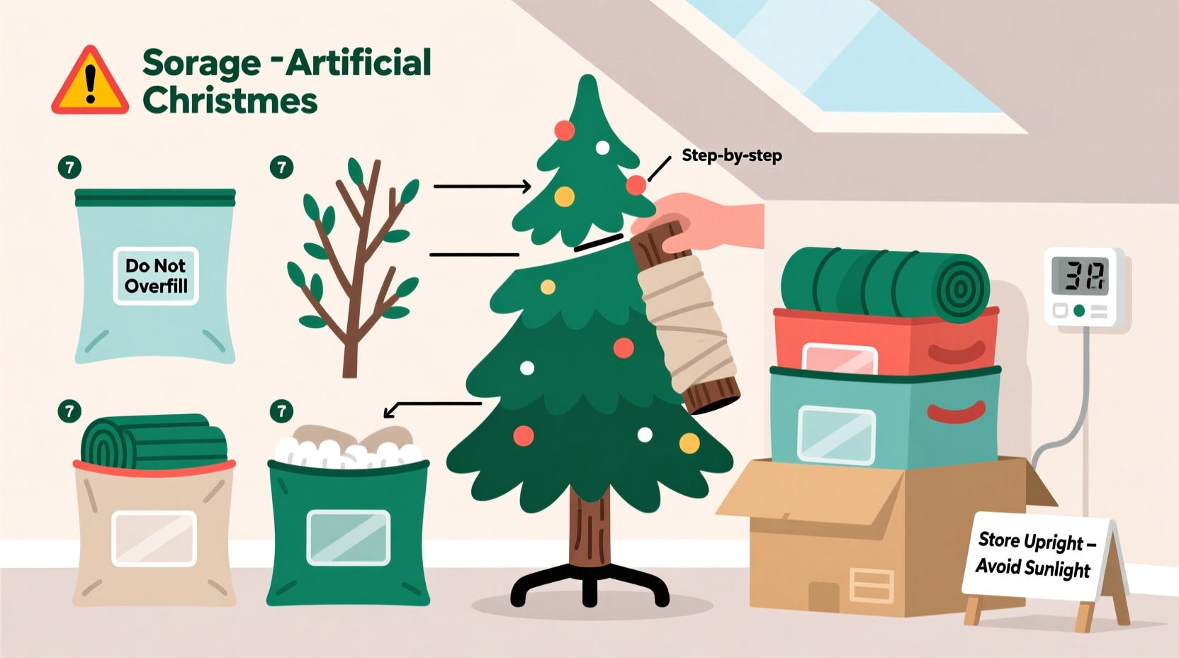 how to store artificial christmas trees to prevent shedding and damage