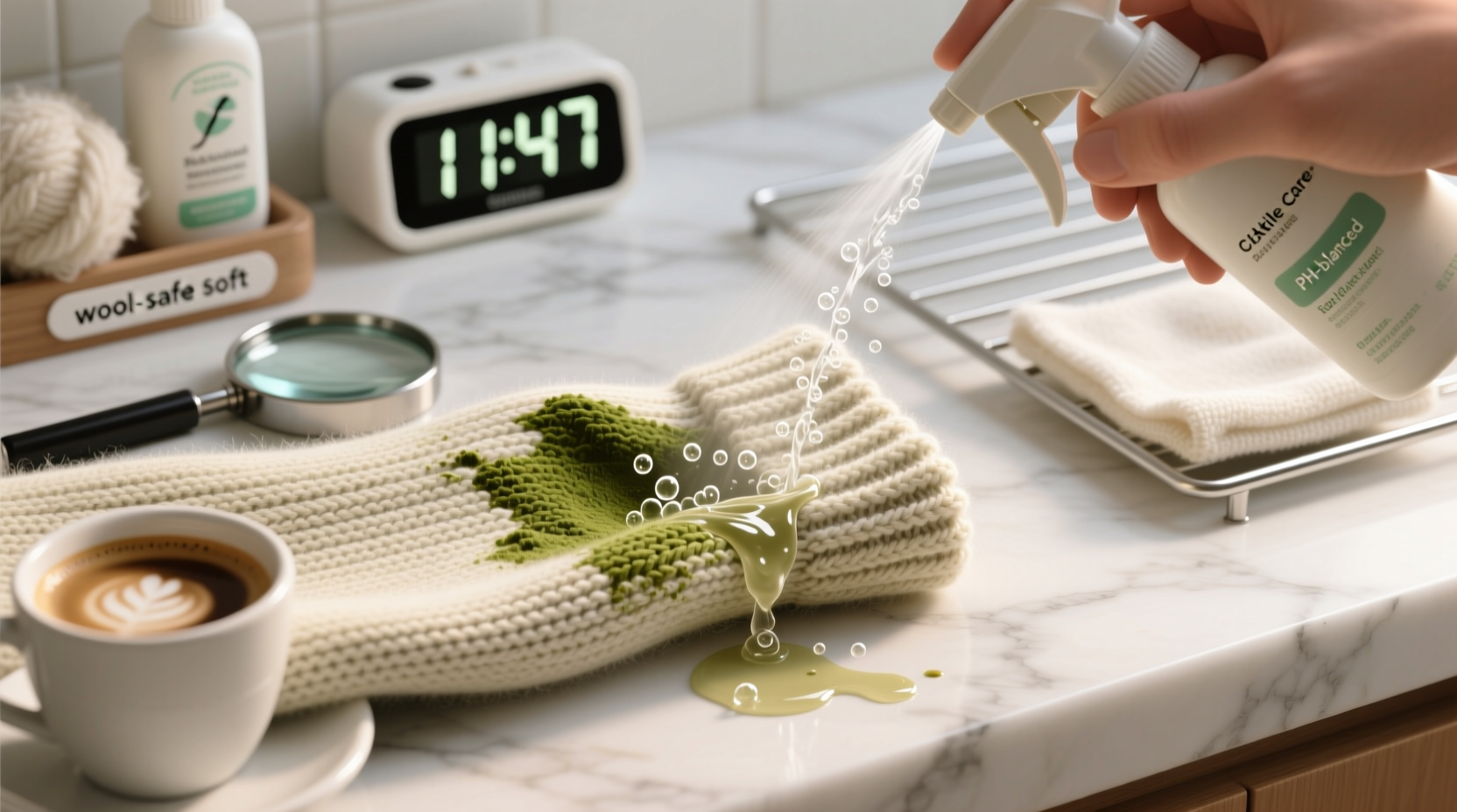 how to remove matcha latte stains from cashmere