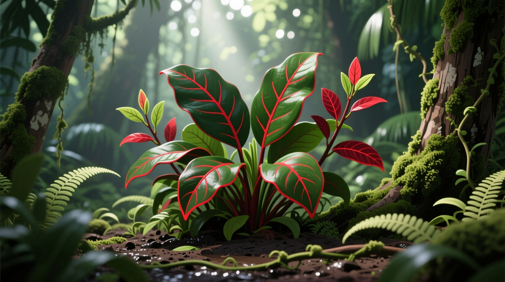 red and green leaf plants