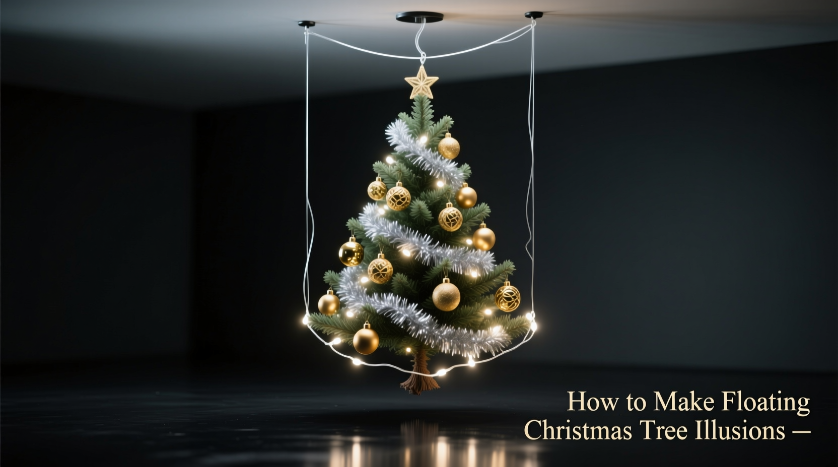 how to make floating christmas tree illusions using clear wire and lights
