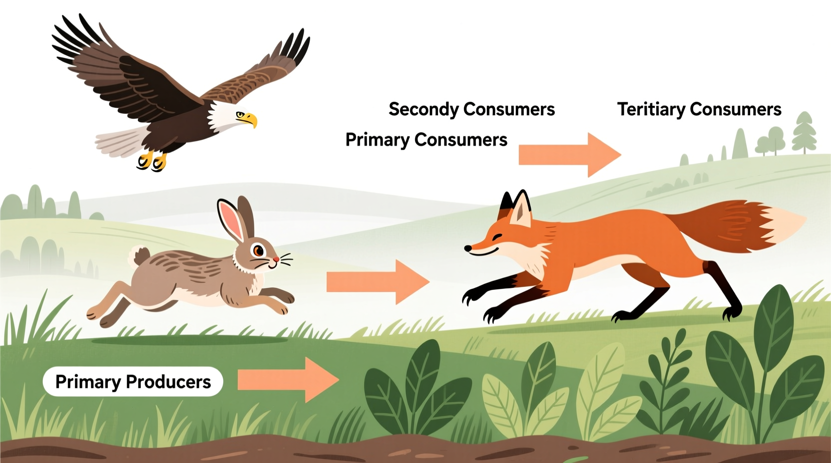 Diagram showing basic food chain components