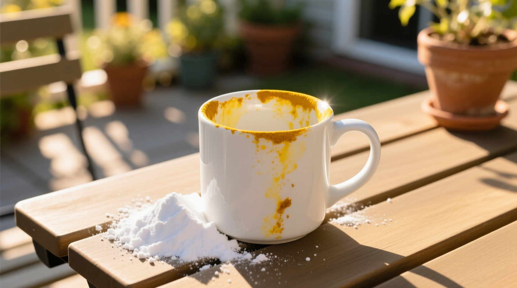 remove turmeric stains with baking soda sunlight