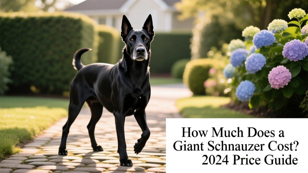 A confident, well-groomed Giant Schnauzer standing outdoors in natural light