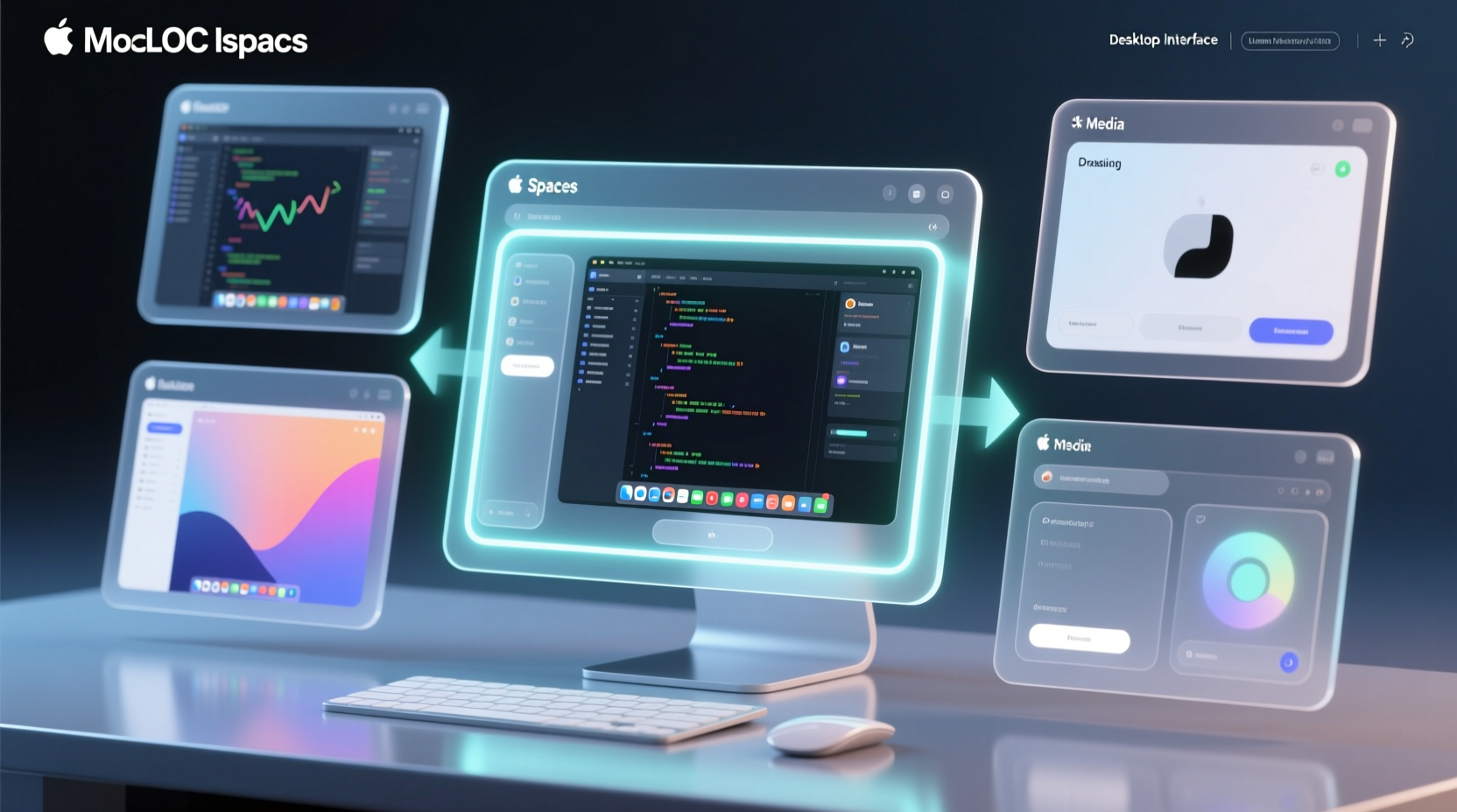 manage multiple desktops with spaces