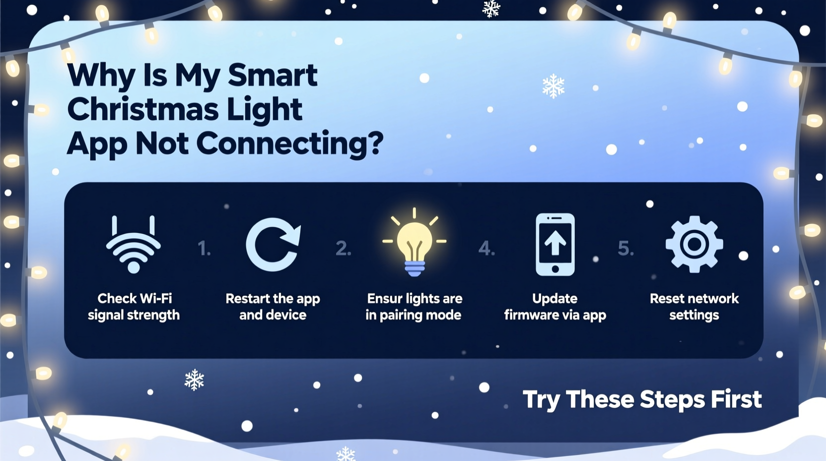 why is my smart christmas light app not connecting troubleshooting steps that work