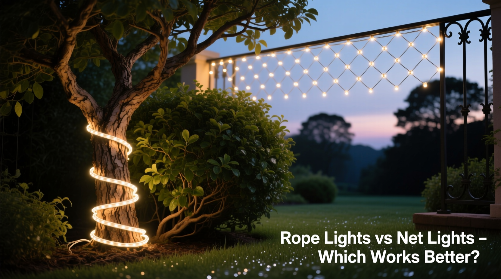 led rope lights vs net lights which is better for bushes and railings