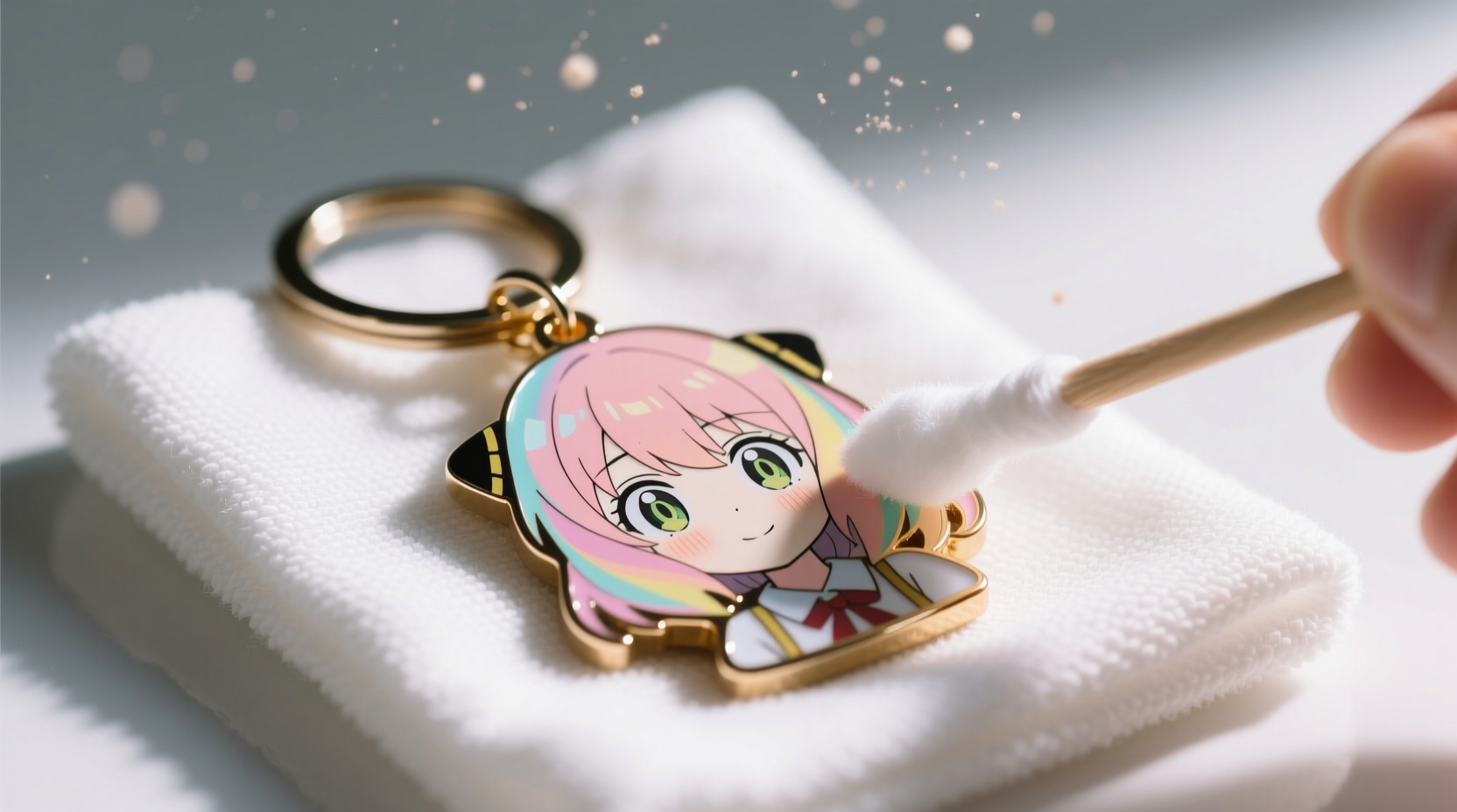 how to clean enamel anime keychains safely