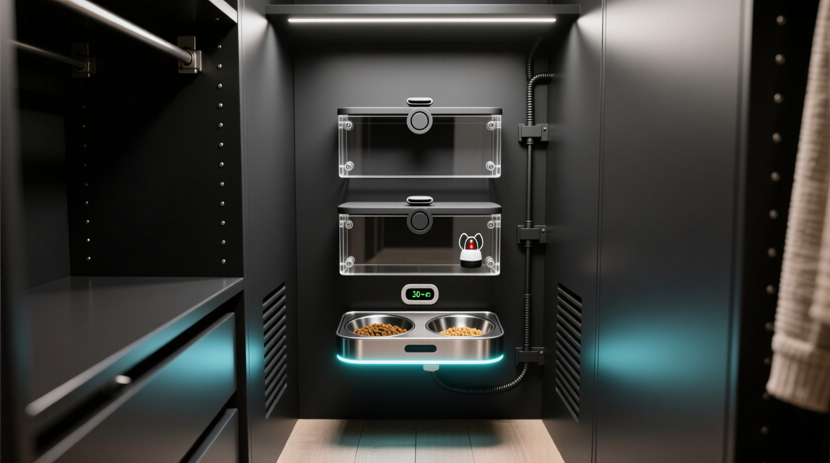 closet organization tips pet feeding nook