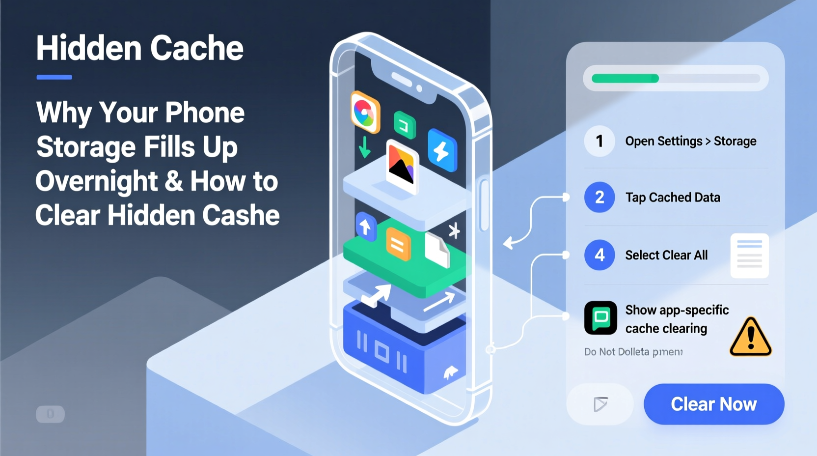 why does my phone storage fill up overnight and how to clear hidden cache