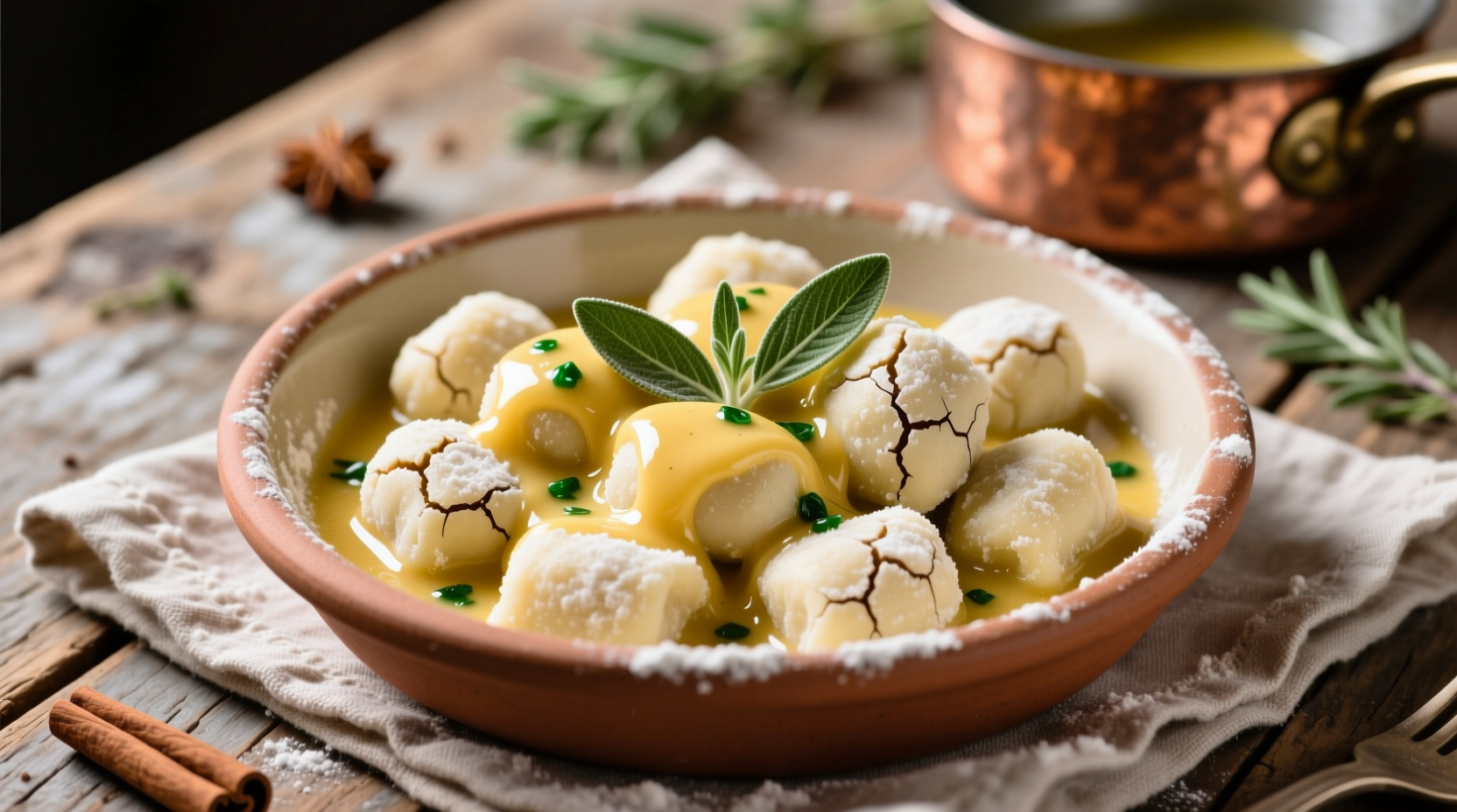 Traditional potato gnocchi with sage butter sauce