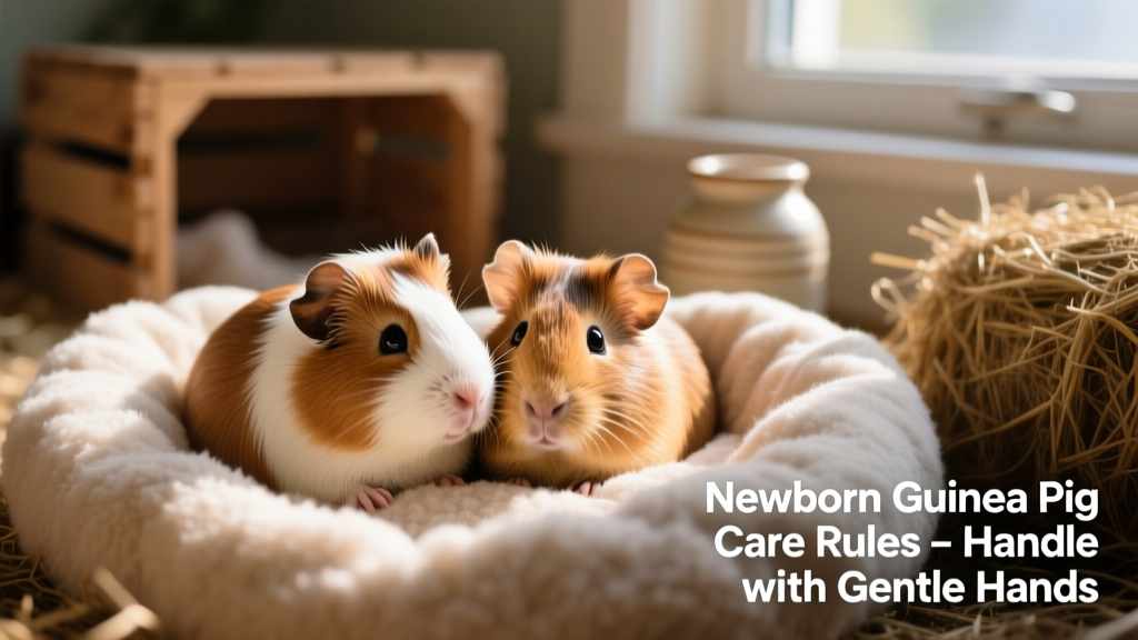 Two young female guinea pigs snuggling side-by-side in soft bedding