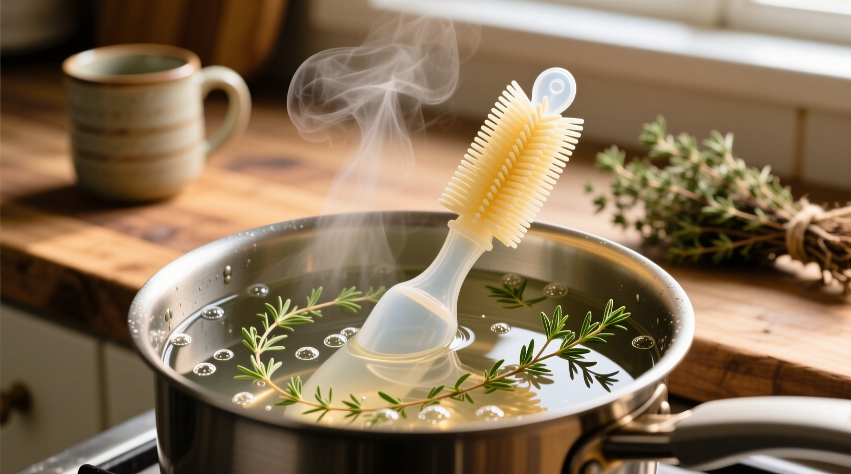 eco friendly cleaning thyme infused boil for silicone brushes