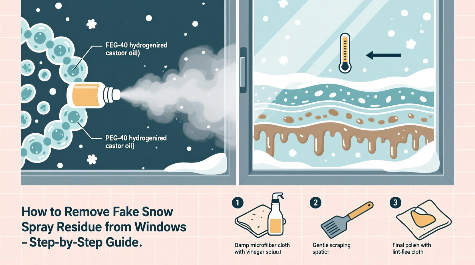 why do fake snow sprays leave residue and how to remove it from windows