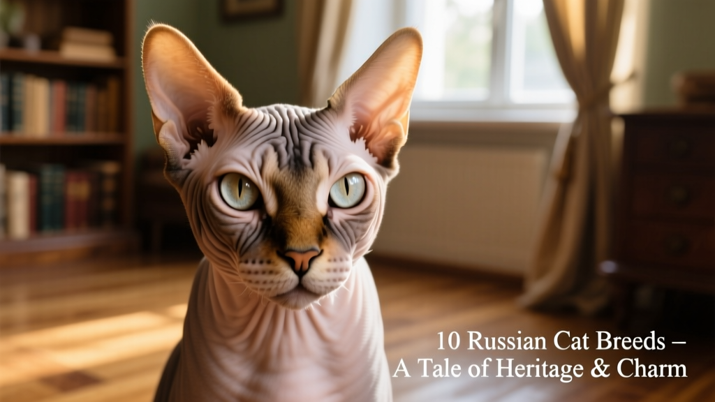 Close-up portrait of a Donskoy cat showing wrinkled skin and expressive eyes