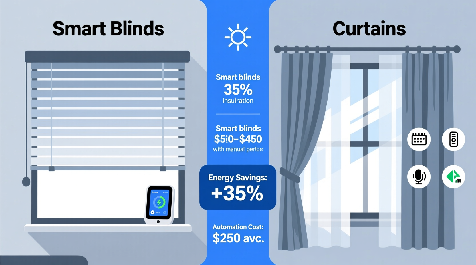 smart blinds vs curtains energy efficiency and automation costs explained