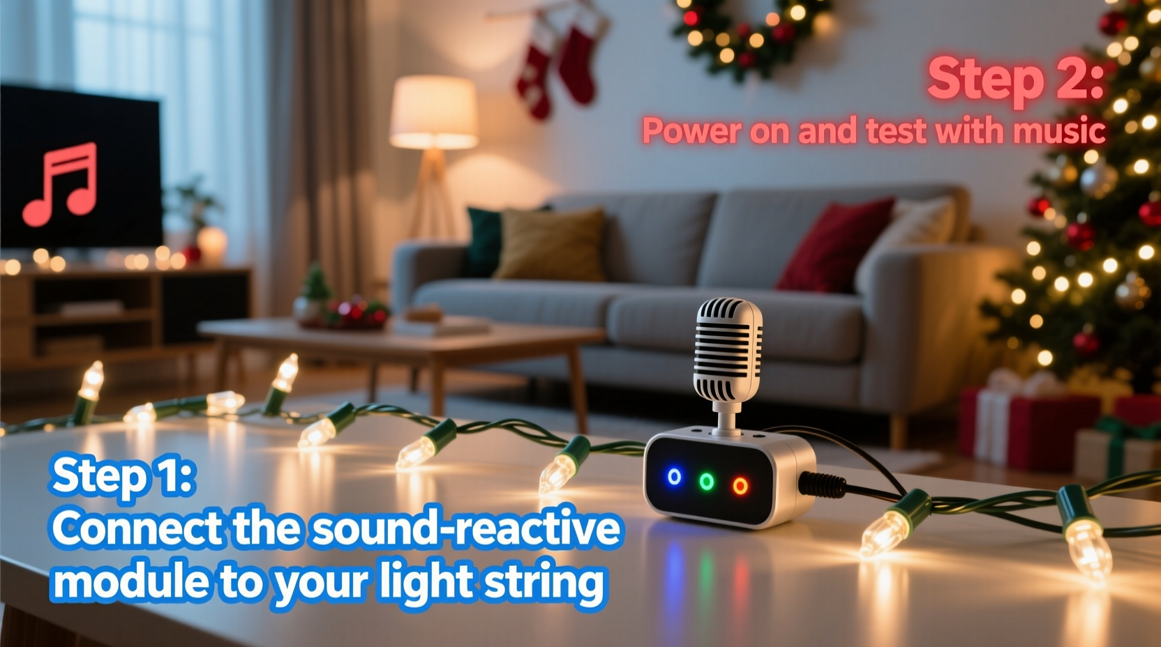 how to add sound reactive effects to your existing christmas lights