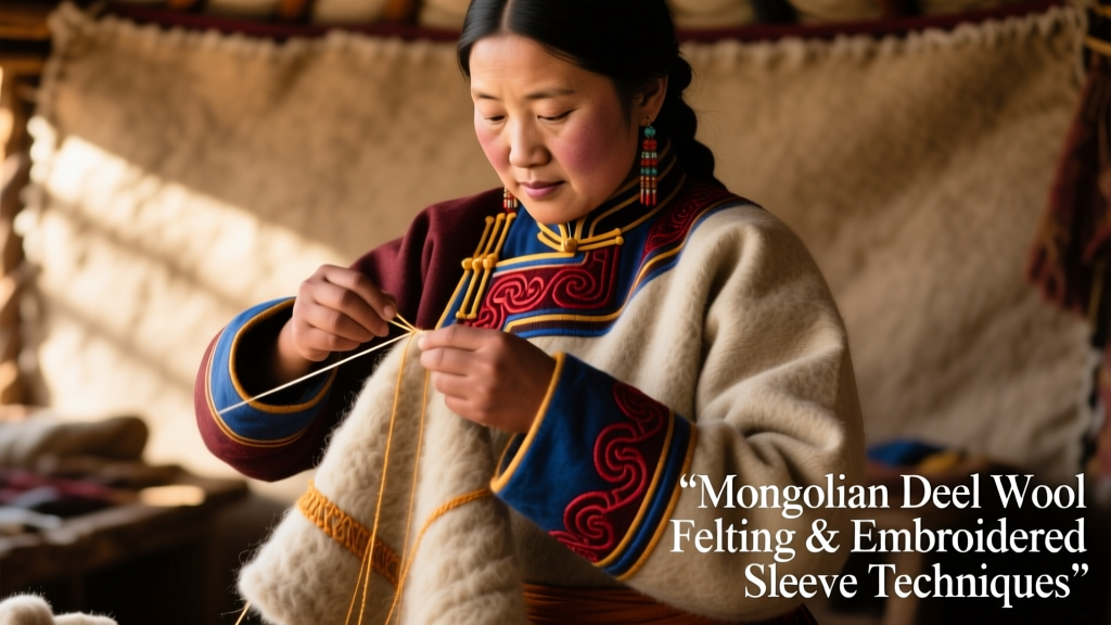 Mongolian Deel Wool Felting And Embroidered Sleeve Techniques