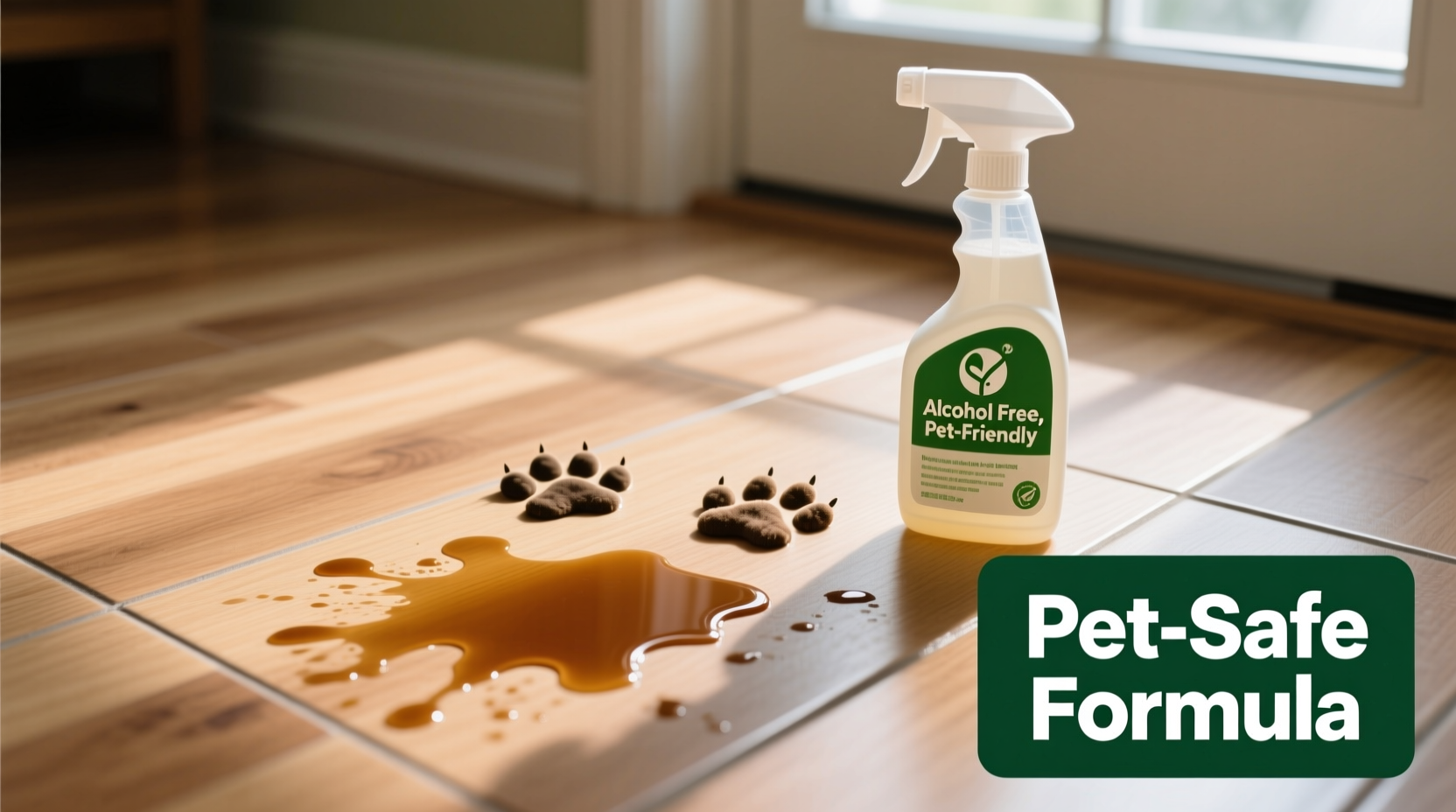 pet-safe cleaning solutions for sticky alcohol spills around animals