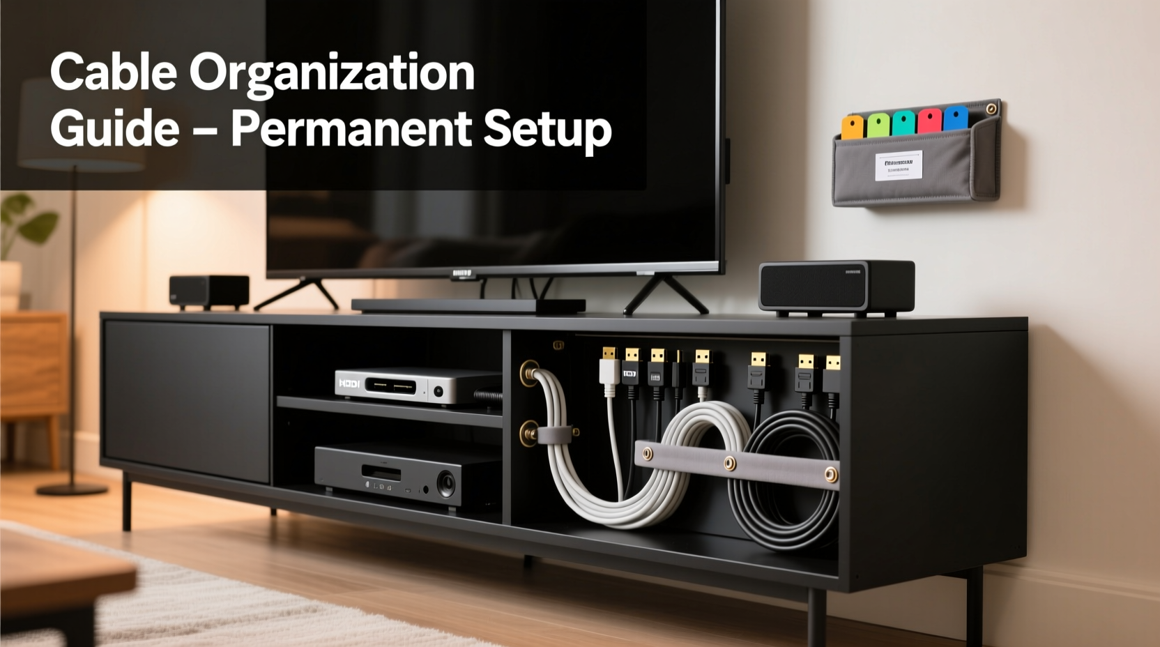 how to organize cables behind your tv stand neatly and permanently