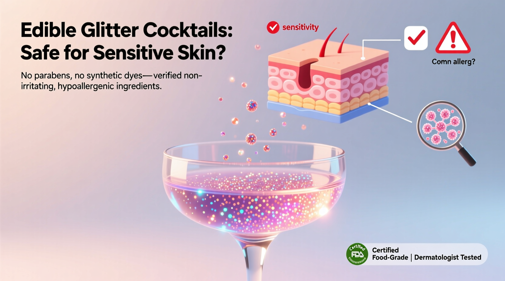 are edible glitter cocktails safe for sensitive skin drinkers