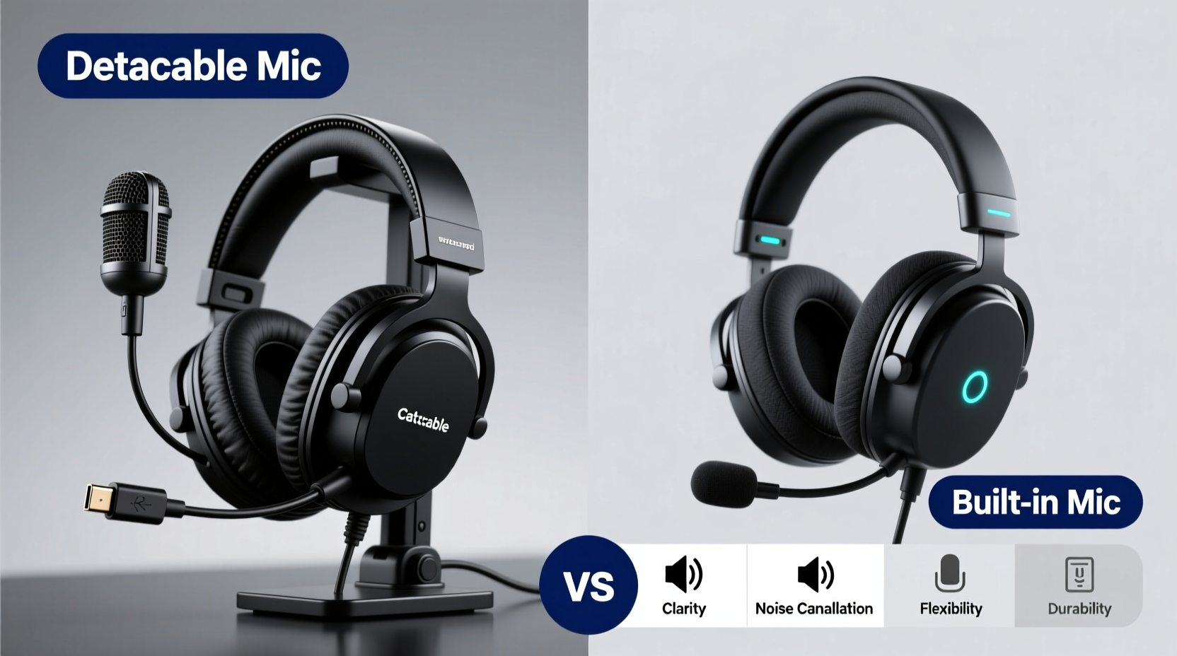 gaming headsets with detachable mics vs built in which offers clearer comms