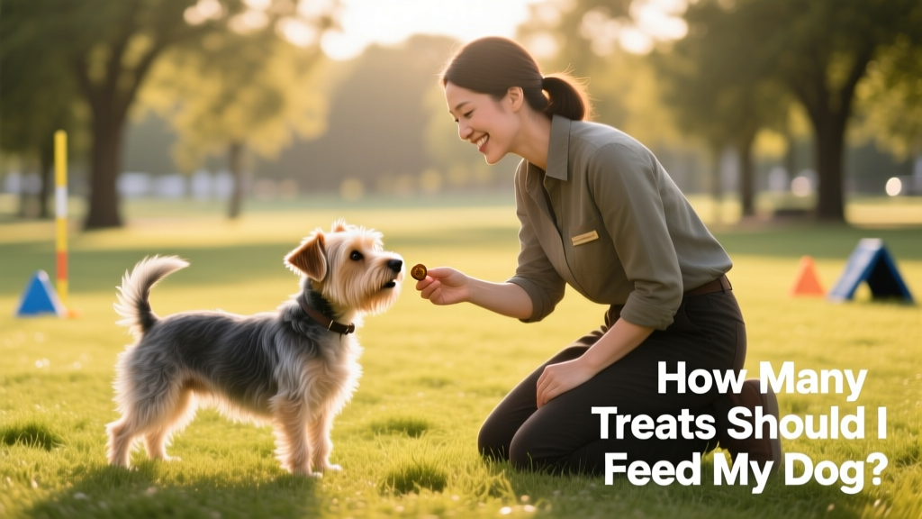 A trainer rewarding a small dog with a tiny treat during a basic obedience session